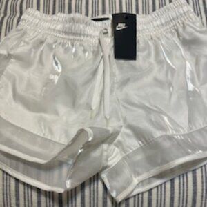 NWT Women's Nike Air White Metallic Drawstring Shorts Size Medium